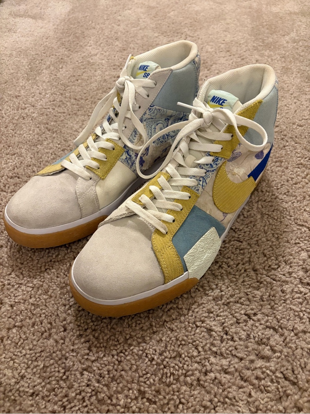 Nike SB Zoom Blazer Mid Premium Paisley Pack Boarder Blue Sneakers Size 14